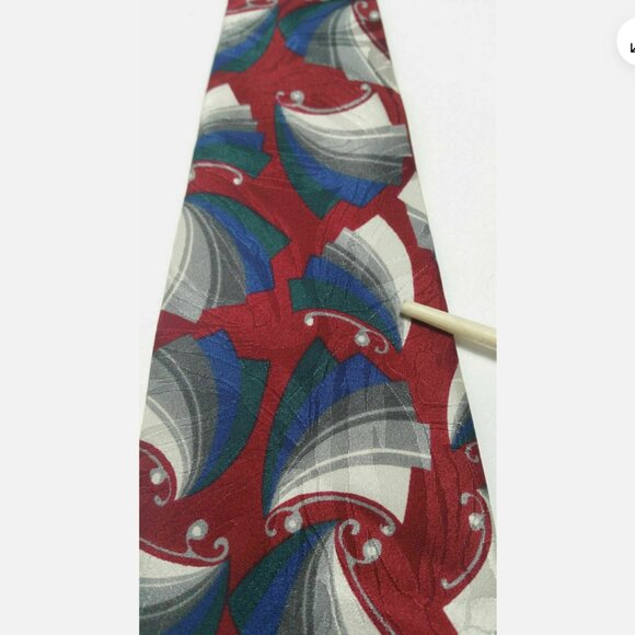 VIA VENETO Neck Tie 100% Silk Geometric Motif 0026E1M - Picture 9 of 9
